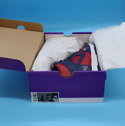 Pre-owned Nike Size 8.5- Sb Dunk High Supreme By Any Means Navy Red White High Top Sneakers