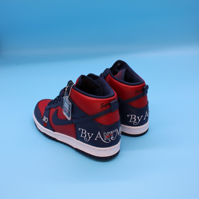 Pre-owned Nike Size 8.5- Sb Dunk High Supreme By Any Means Navy Red White High Top Sneakers