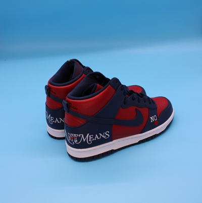 Pre-owned Nike Size 8.5- Sb Dunk High Supreme By Any Means Navy Red White High Top Sneakers