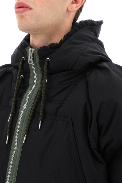 Shop Sacai Hooded Padded Parka In Black