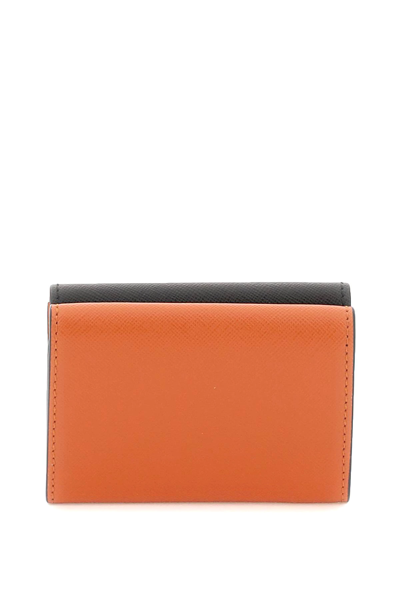 Shop Marni Trifold Wallet In Black,light Blue,orange