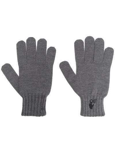 Shop Off-white Mens Grey Black Hand Off Logo Gloves