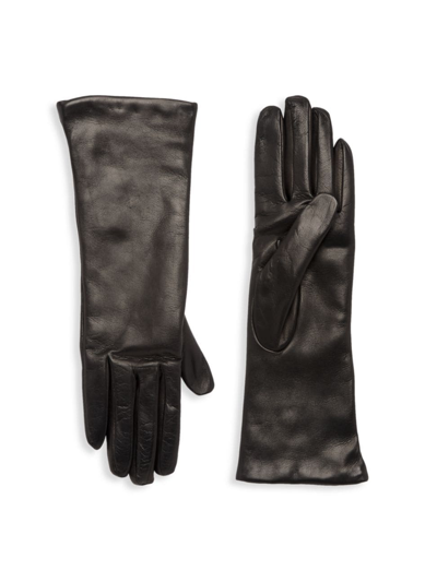 Shop Saks Fifth Avenue Women's Collection Cashmere-lined Leather Gloves In Black