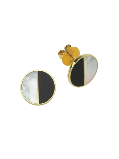 Shop Danielle Marks Women's Duality 18k Yellow Gold, Mother-of-pearl, & Black Onyx Eclipse Stud Earrings