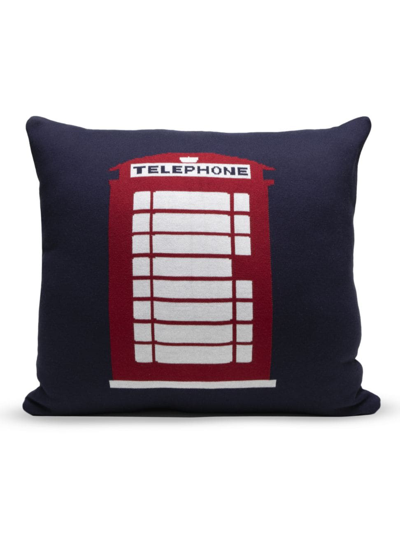 Shop Rian Tricot London Phone Booth Cushion In Blue