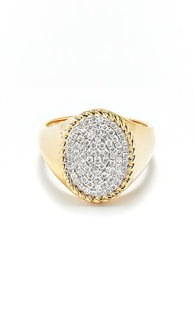 Shop Yvonne Léon 18k Yellow Gold Diamond Signet Ring In White