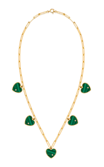 Shop Yvonne Léon Women's Solitaire Heart 18k Yellow Gold Malachite Necklace In Green