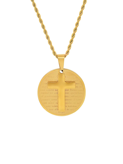 Shop Anthony Jacobs Men's 18k Goldplated Cross Pendant Necklace In Neutral
