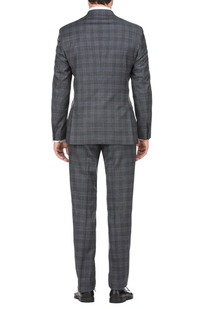 Shop English Laundry Plaid Two Button Peak Lapel Wool Blend Trim Fit Suit In Charcoal