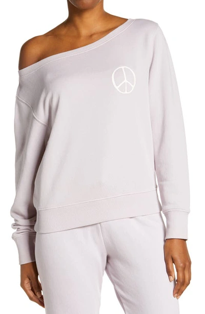 Shop Spiritual Gangster Peace Vida Boat Neck Cotton Sweatshirt In Faded Lilac