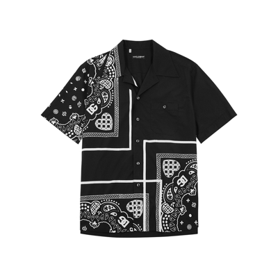 Shop Dolce & Gabbana Bandana-print Cotton Shirt In Black