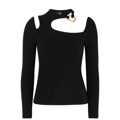 Shop Rejina Pyo Dinah Cut-out Cotton And Wool-blend Top In Black