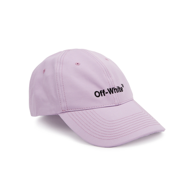 Shop Off-white Helvetica Logo-embroidered Cotton Cap In Lilac