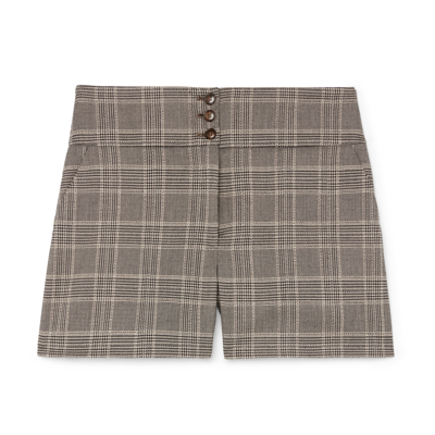 Shop G. Label Leta Suit Shorts In Brown Plaid