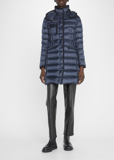 Shop Moncler Hermine Hooded Puffer Jacket In Navy