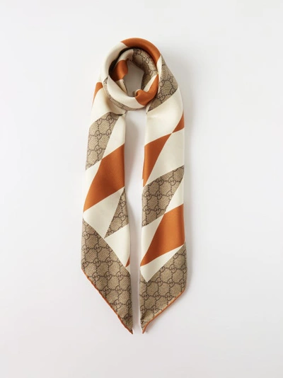 River Island monogram printed scarf in brown