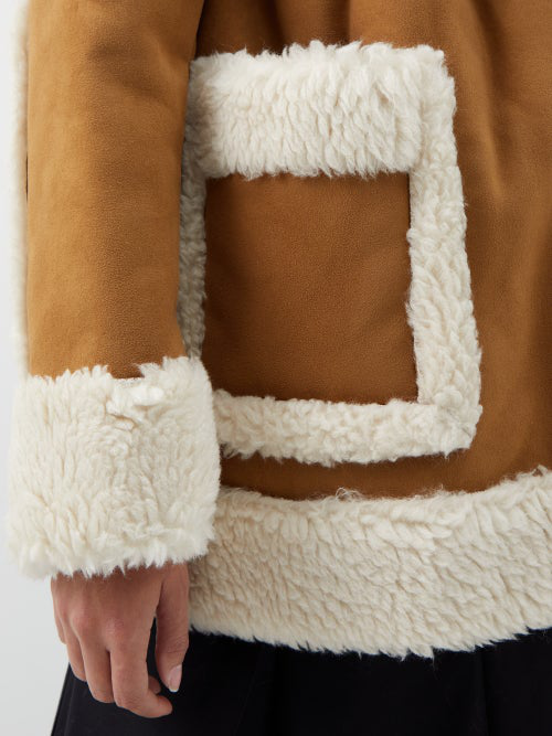 sacai faux-shearling single-breasted coat - Brown