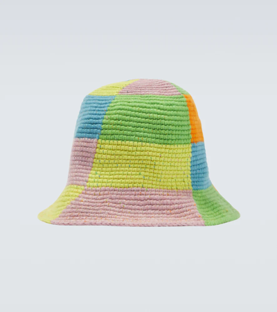 Shop The Elder Statesman Crochet Cashmere Bucket Hat In Multi