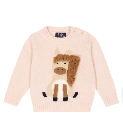 Shop Il Gufo Baby Intarsia Virgin Wool Sweater In Quartz Pink