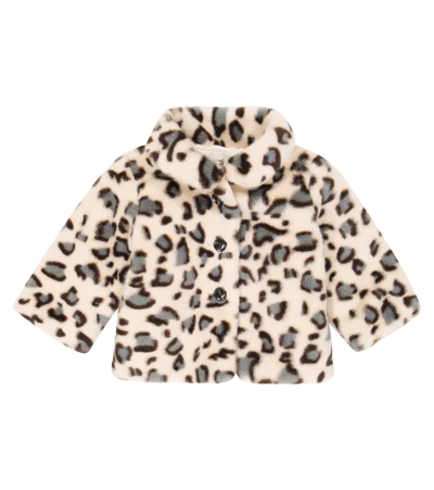 Shop Bonpoint Baby Douceur Leopard-print Coat In Imp Ficelle