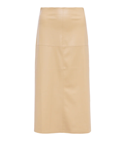 Shop Max Mara Leisure Fiuggi Faux Leather Midi Skirt In Albino