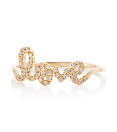 Shop Sydney Evan Love 14kt Gold Ring With Diamonds In Yellow Gold