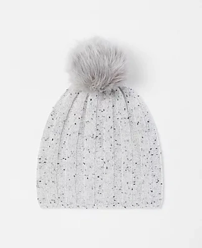 Ann Taylor Flecked Ribbed Cashmere Hat In Speckled Grey Heather | ModeSens