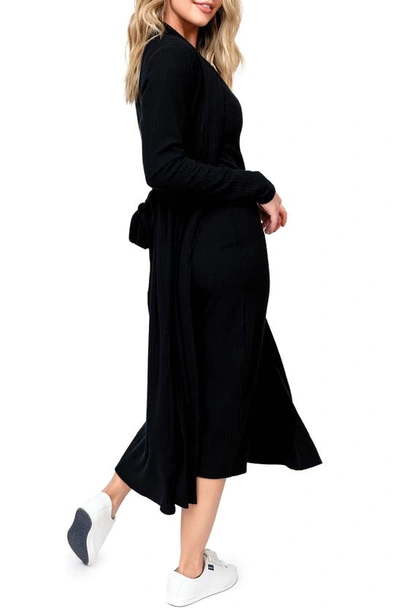 Gibsonlook Ribbed Longline Cardigan In Black