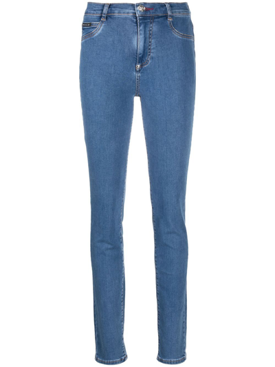 Shop Philipp Plein High-waist Skinny-cut Jeans In Blau