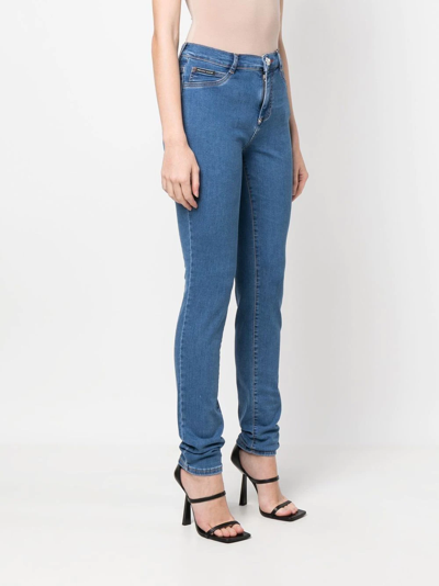 Philipp Plein High-waist Skinny-cut Jeans In Blau