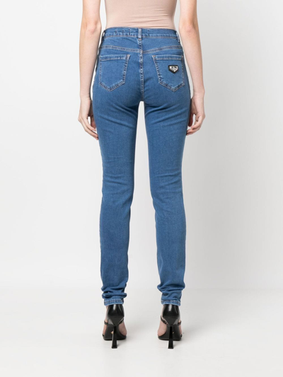 Shop Philipp Plein High-waist Skinny-cut Jeans In Blau