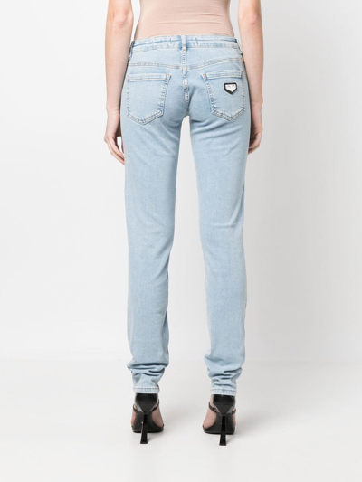 Philipp Plein Light-wash Slim-cut Jeans In Blau