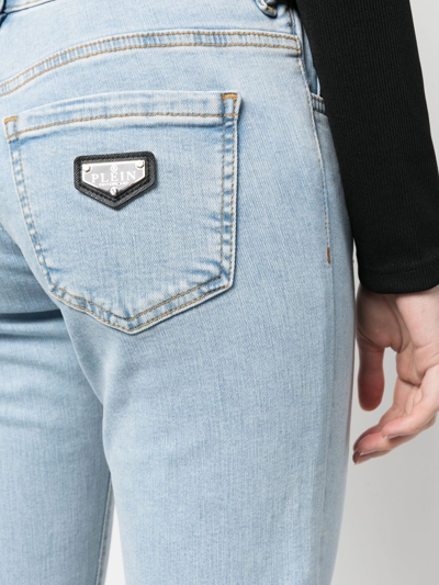 Shop Philipp Plein Light-wash Slim-cut Jeans In Blau