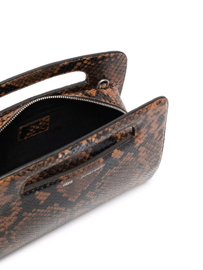 Shop Ami Alexandre Mattiussi Python Print Leather Shoulder Bag In Brown