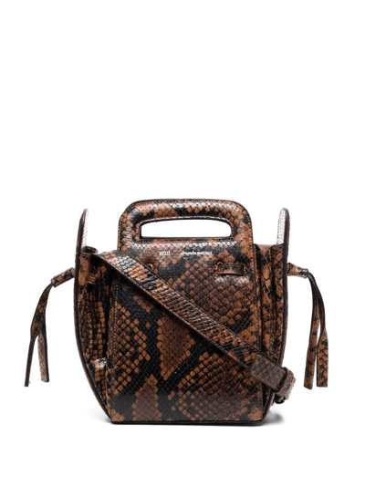 Shop Ami Alexandre Mattiussi Snakeskin-print Bucket Bag In Brown