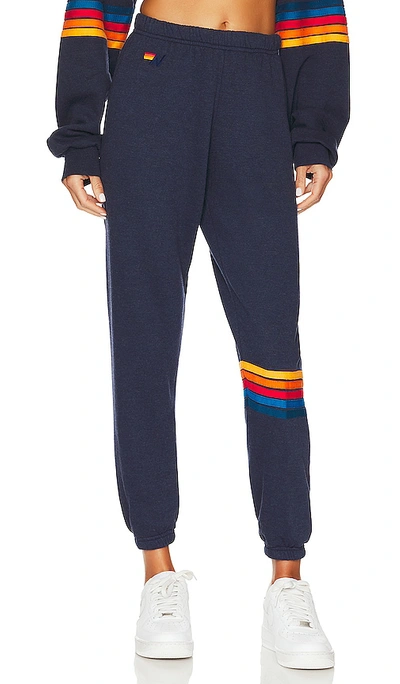 Shop Aviator Nation Rainbow Stitch Sweatpants In Navy