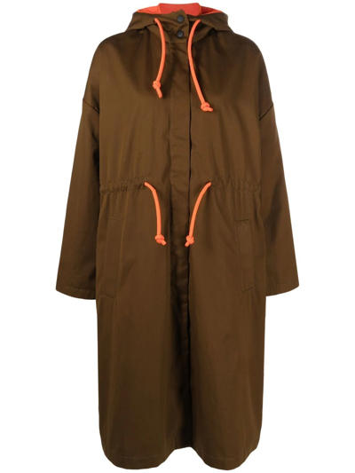 Msgm Two-in-one Hooded Coat In Grün