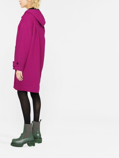 Shop Msgm Hooded Zip-front Mid-length Coat In Rosa