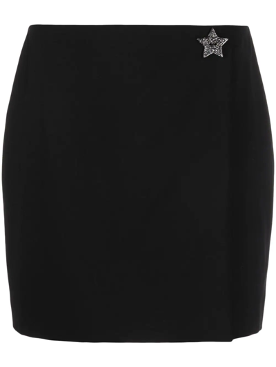 Shop Msgm Star-button Wrap Miniskirt In Black