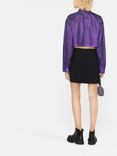 Shop Msgm Star-button Wrap Miniskirt In Black
