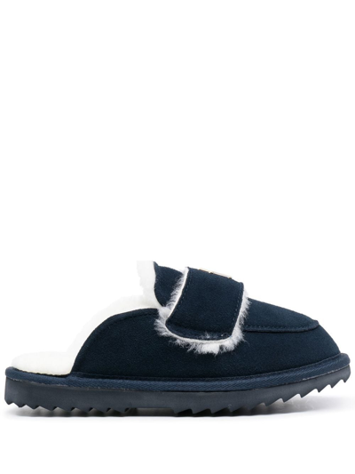 Shop Tommy Hilfiger Monogram Loafer Slippers In Blau