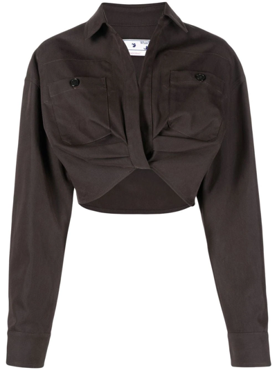 Off-white Cargo Cropped Shirt In Grey