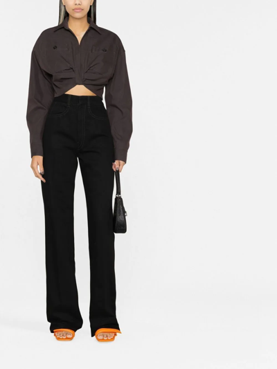 Shop Off-white Cropped Long-sleeve Shirt In Grey