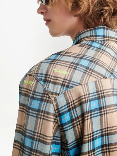 Off-white Off White Man Embroidered Flannel Shirt In Multi