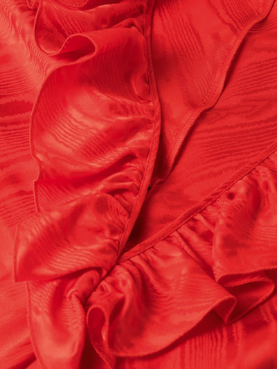 Shop Philosophy Di Lorenzo Serafini Ruffled V-neck Gown In Rot