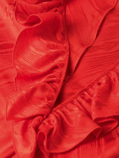 Philosophy Di Lorenzo Serafini Ruffled V-neck Gown In Rot
