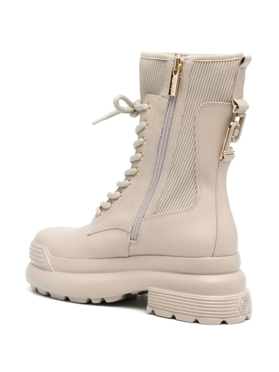 Liu •jo Amy Lace-up Ankle Boots In Nude