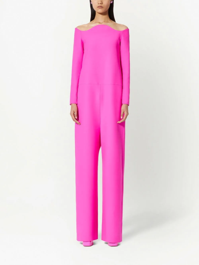 Shop Valentino Crepe Couture Jumpsuit In Pink