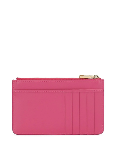 Shop Dolce & Gabbana Dg-logo Embossed Zip-up Card Holder In Pink