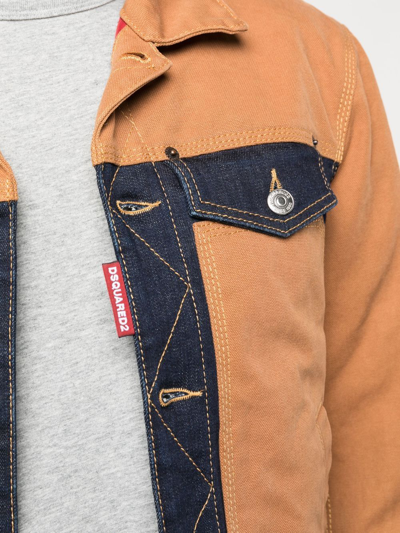 Shop Dsquared2 Panelled Denim Jacket In Braun